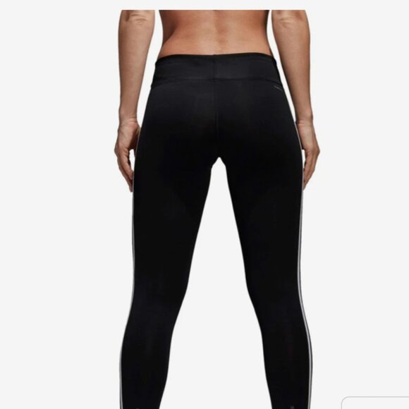 ADIDAS WOMEN'S DESIGN 2 MOVE CLIMALITE 3-STRIPES LEGGING SIZE M USED BLACK/WHITE - Picture 4 of 7